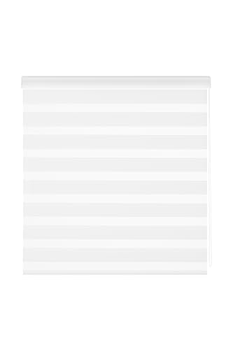Estoralis Sansa Premium Nacht- und Tagesrollo mit Galerie | Weiß, Rollo 105 x 180 cm (Breite x Höhe) | Stoffgröße 102 x 175 cm | Elegantes Abend- und Tagesrollo von Zebra Textil