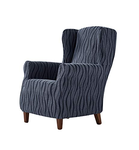 Zebra Andromeda - Elastische Husse für Ohrensessel Größe 1 Sitzer (Standard), Farbe Blau (Mehrere Farben verfügbar) von Zebra Textil