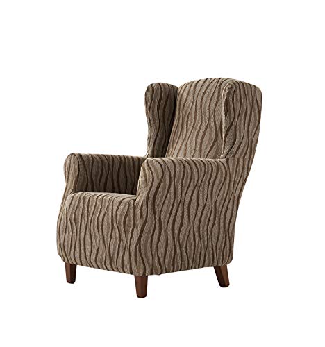 Zebra Andromeda - Elastische Husse für Ohrensessel Größe 1 Sitzer (Standard), Farbe Braun (Mehrere Farben verfügbar) von Zebra Textil