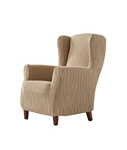 Zebra Andromeda - Elastische Husse für Ohrensessel Größe 1 Sitzer (Standard), Farbe Natur (Mehrere Farben verfügbar) von Zebra Textil