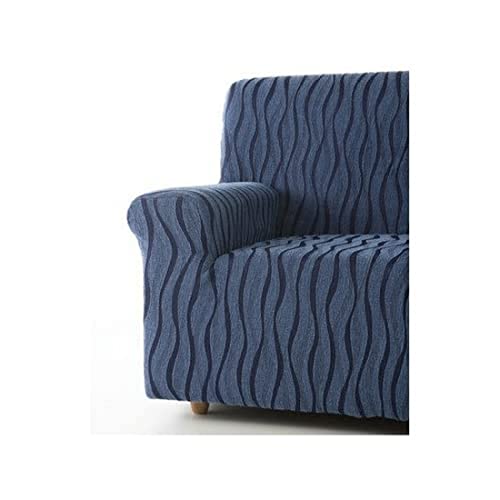 Zebra Textil Andros - Elastische Sofa-Husse, Größe 1 Sitzer (Von 70 bis 110 cm), Farbe Blau von Zebra Textil
