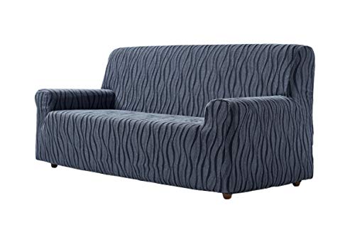 Zebra Textil Andros - Elastische Sofa-Husse, Größe 3 Sitzer (Von 180 bis 210 cm), Farbe Blau von Zebra Textil