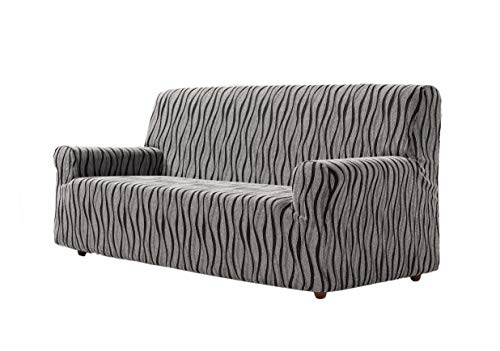 Zebra Textil Andros - Elastische Sofa-Husse, Größe 3 Sitzer (Von 180 bis 210 cm), Farbe Grau von Zebra Textil