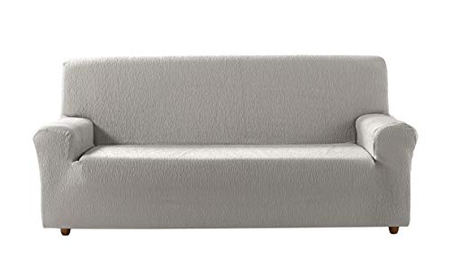 Zebra Textil - Betina - Elastische Sofa-Husse, Größe 3 Sitzer (Von 180 bis 210 cm), Farbe Hellgrau von Estoralis