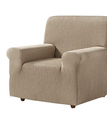 Zebra Textil Elastische Sofa-Husse Beta Größe 1 Sitzer (Von 70 bis 100 cm), Farbe Beige (Mehrere Farben verfügbar) von Estoralis