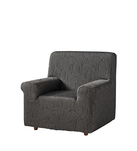 Zebra Textil Estoralis | Alexia | Sofabezug im modernen Design | Elastischer Jacquardstoff | Grau | Für 1-Sitzer-Sofa von 70 bis 110 cm. | Sofaschutz | Anpassbar an alle Arten von Sesseln von Zebra Textil