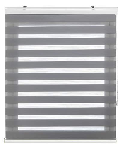 Zebra Textil SANSA Doppelrollo mit dekorativer Kassette, Polyester, Grau, 125 x 175 cm Zebra Textil SANSA Doppelrollo mit dekorativer Kassette, Polyester, Grau, 125 x 175 cm von Zebra Textil