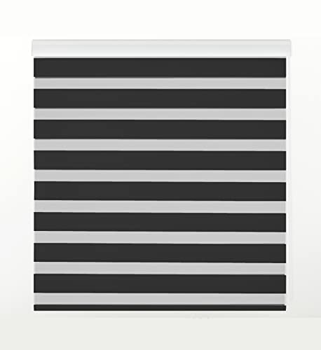 Zebra Textil SANSA Doppelrollo mit dekorativer Kassette, Polyester, Schwarz, 170 x 250 cm von Zebra Textil