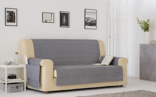 Estoralis | BERET | Sofabezug im modernen Design | Strapazierfähiger Jacquard-Stoff | Farbe - Dunkelgrau | Für 3-Sitzer-Sofa | Stoffgröße 150 x 220 cm (Breite x Höhe) Schutz für alle Arten von Sofas von Zebra Textil