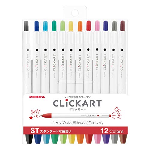 Zebra Clickart WYSS22-12CST Stift auf Wasserbasis, Standard-Set, 12 Farben von Zebra Technologies