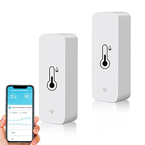 WLAN Smart Thermometer Hygrometer, Digitale Mini Innentemperatur und Feuchtigkeitssensor, Raumtemperaturfeuchtigkeitssensor App Fernbedienung für Gewächshauskeller, Kompatibel mit Alexa WLAN Smart Thermometer Hygrometer, Digitale Mini Innentemperatur und Feuchtigkeitssensor, Raumtemperaturfeuchtigkeitssensor App Fernbedienung für Gewächshauskeller, Kompatibel mit Alexa von Zecamin
