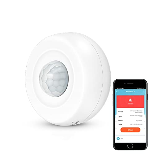 WiFi Smart Bewegungssensor, Drahtloser PIR Bewegungsmelder, Innen Infrarotsensor mit kostenlosen App Alarmen, 360Grad Erkennungsbereich,kein Hub erforderlich, Haussicherheitsalarm kompatibel mit Alexa von Zecamin