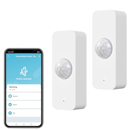 WiFi Bewegungssensor, intelligenter Bewegungsmelder für die Heimsicherheit, drahtloser Bewegungssensor mit Fernüberwachungs App, Sprachbefehl kompatibel mit Alexa. 2 Pack von Zecamin