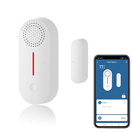 WiFi Smart Türsensor, drahtloser Türfenster Sensor Alarm, Mini Kontaktsensor für die Sicherheit zu Hause, Push Benachrichtigung, Lautstärke einstellbar, Timer, kompatibel Alexa/Google Assistant.1 Pack von Zecamin