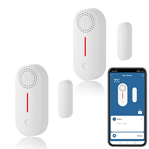 WiFi Smart Türsensor, drahtloser Türfenster Sensor Alarm, Mini Kontaktsensor für die Sicherheit zu Hause, Push Benachrichtigung, Lautstärke einstellbar, Timer, kompatibel Alexa/Google Assistant.2 Pack von Zecamin