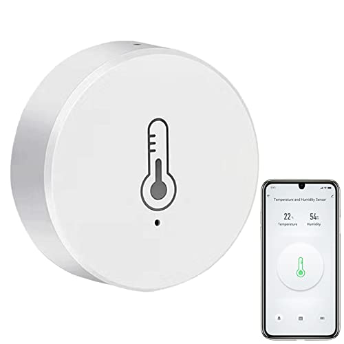 ZigBee Digital Thermometer Hygrometer, Mini Smart Temperatur & Feuchtigkeitssensor mit App Fernbedienung,Raumthermometer luftfeuchtigkeitsmesser mit Alexa Google Home für Home Büro Gewächshaus 1 Stück von Zecamin