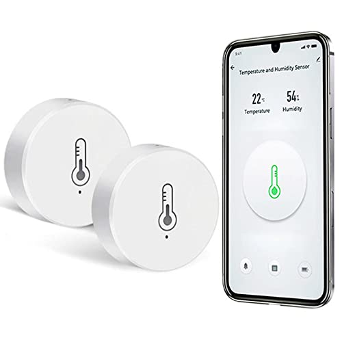 ZigBee Digital Thermometer Hygrometer, Mini Smart Temperatur & Feuchtigkeitssensor mit App Fernbedienung,Raumthermometer luftfeuchtigkeitsmesser mit Alexa Google Home für Home Büro Gewächshaus 2 Stück von Zecamin