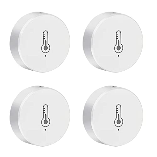 ZigBee Digital Thermometer Hygrometer, Mini Smart Temperatur & Feuchtigkeitssensor mit App Fernbedienung,Raumthermometer luftfeuchtigkeitsmesser mit Alexa Google Home für Home Büro Gewächshaus 4 Stück von Zecamin