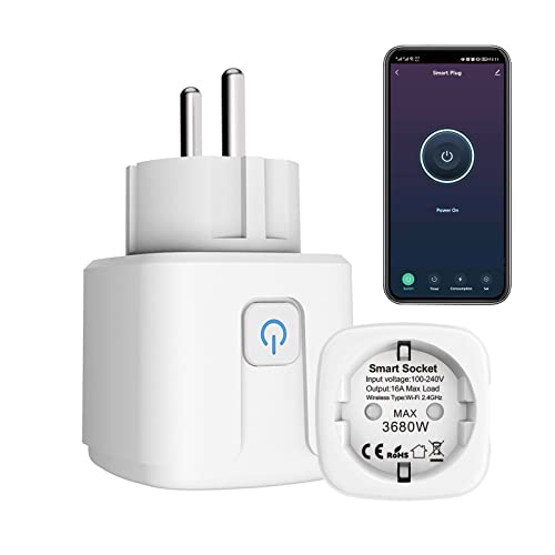 ZigBee Smart Steckdose 16A, 3680W Alexa Steckdose mit Fernbedienung/Sprachsteuerung, Intelligente Steckdose misst den Stromverbrauch, Steckdose Kompatibel mit Alexa&Google Home. Hub Required. 1 Pack von Zecamin