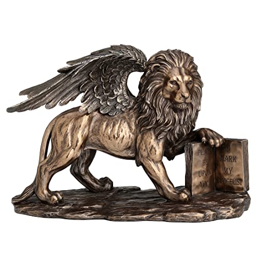 Lion Of Saint Mark geflügelten Löwe halten Open Bibel Bronze Finish Statue 25,4 cm von Veronese Design