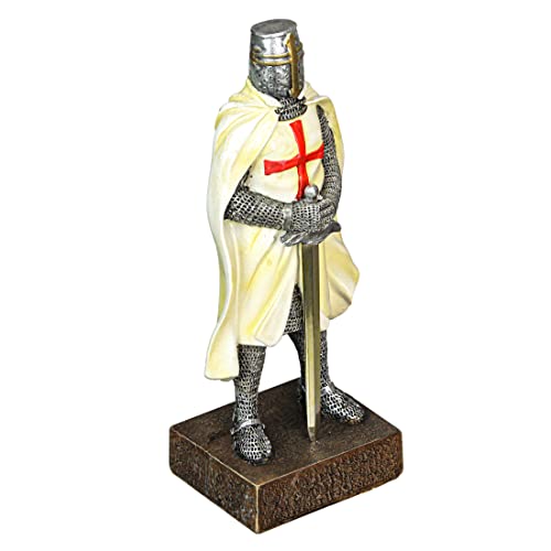 Mittelalter Templar Knight in Schlacht Betrieb Sword Armor Statue von Zeckos