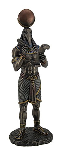 Zeckos Thoth Ägyptischer Gott des Schreibens und der Weisheit mit Papyrus-Statue Bronze Finish von Zeckos