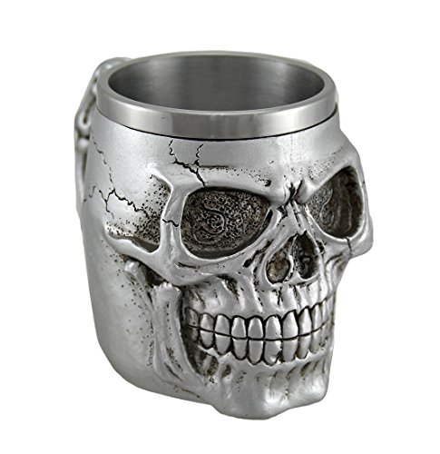 Zeckos Silber Skull Kaffee Tasse, Rostfreies Metall, Kaffee-Tasse, Skull-Themed Coffee Cup, 14 ounces Zeckos Silber Skull Kaffee Tasse, Rostfreies Metall, Kaffee-Tasse, Skull-Themed Coffee Cup, 14 ounces von Zeckos