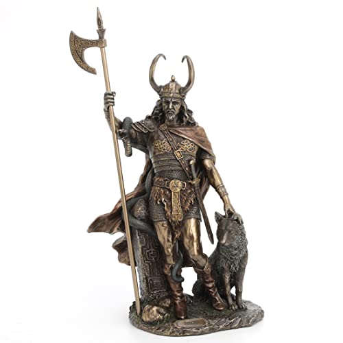 Zeckos Skulptur Loki nordischer Gott, Bronze-Finish von Zeckos