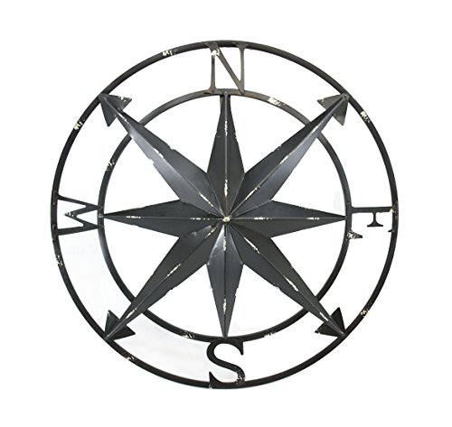 zeckos 50,8 cm Distressed Schwarz Finish Metall Kompass Rose nautischen Wand aufhängen von Zeckos