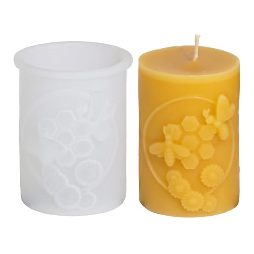 Silikonformen Gießformen Biene, Silikonform Biene Kerzenformen zum Gießen, 3D Bee Zylindrische Kerzenformen Silikon Gipsformen, DIY Gießformen Silikon für Kerzen Seife Sojawachs Handwerk Deko (A) von Zecnaud