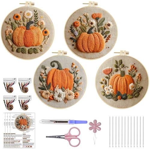 Zecnaud Kreuzstich Stickerei Set Für Anfänger Mit Bambusrahmen Schere Und Materialpaket Handarbeitsstarterkit Für Erwachsene (E) von Zecnaud