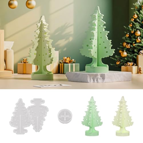 Zecnaud Silikonformen Gießformen Weihnachten, Silikonform Weihnachten Weihnachtsbaum Giessformen Silikon, Weihnachtsbaum Gipsformen Zum Gießen für Epoxidharz Gips Kerzenwachs Seife (A) von Zecnaud