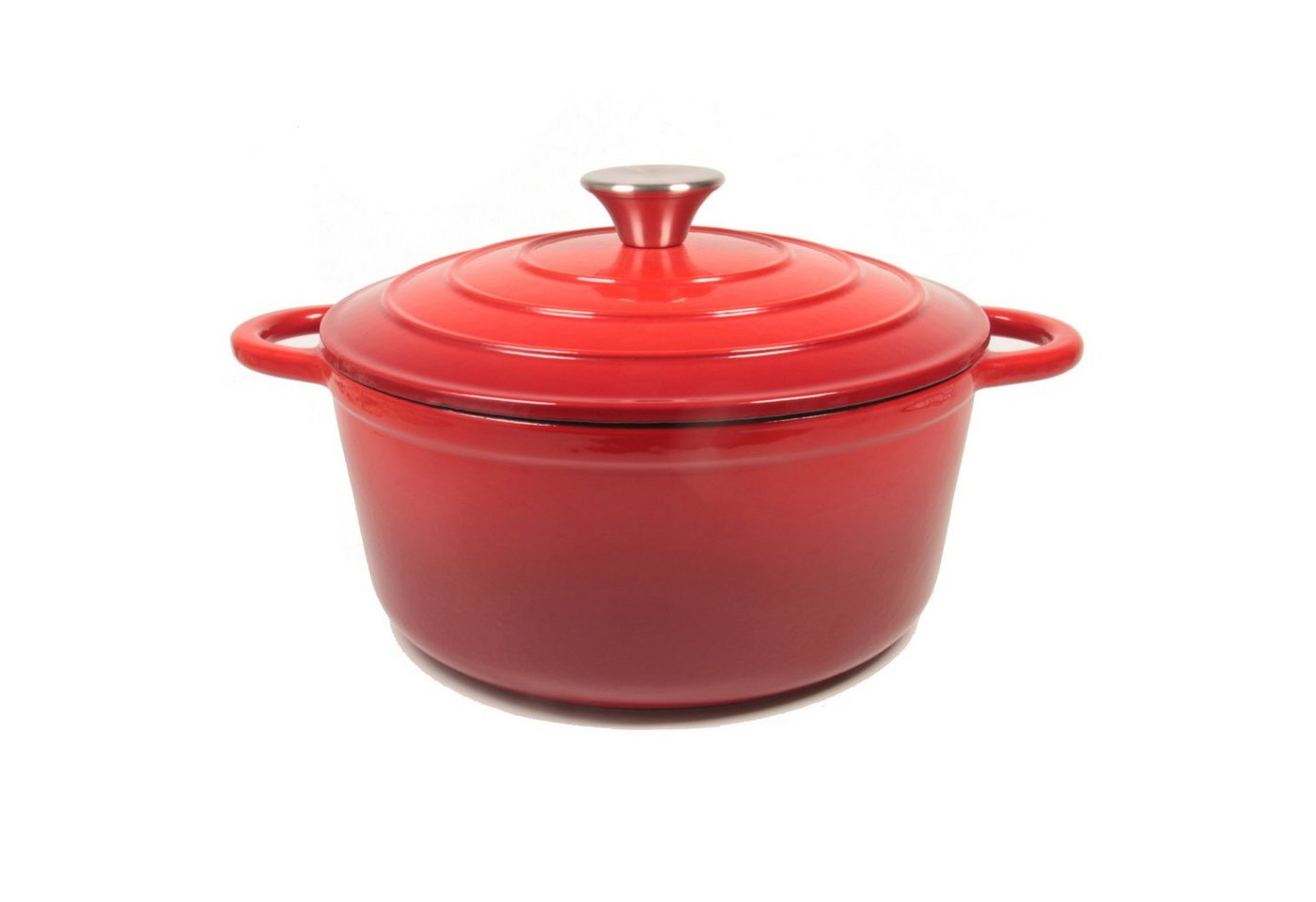 Nilpferd Bräter Gusseisen Topf emaillierte Bräter Gusseisentopf Schmortopf, (Set, 1 Pot mit 1 lid), Brotbacktopf, Bratentopf, brot backen, 22cm, 2.8L, Rot von Nilpferd