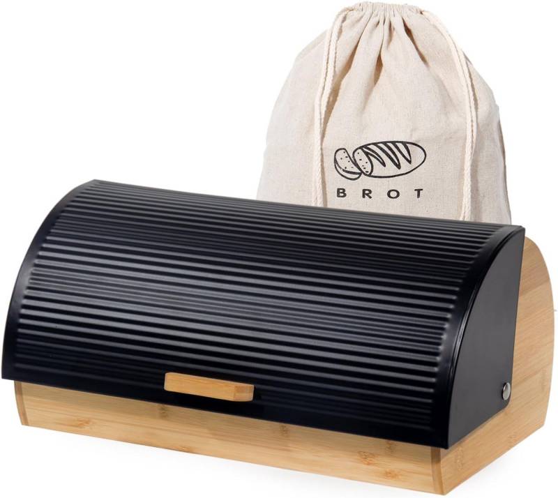 Zedelmaier Brotkasten Brotaufbewahrungsbox aus Metall Holz groß, (Set), Brotkorb mit Deckel und Brotbeutel von Zedelmaier
