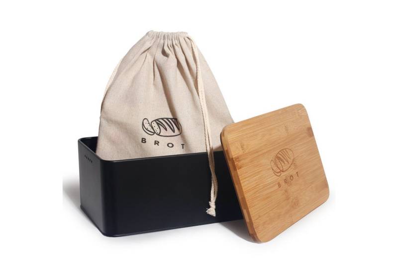 Zedelmaier Brotkasten Brotkasten mit Schneidebrett,MatteBrotbox mit Holzdeckel&Leinen beutel, (MBH006), Rundum Belüftung, Brotkorb für langanhaltende Frische 33x21x15cm von Zedelmaier