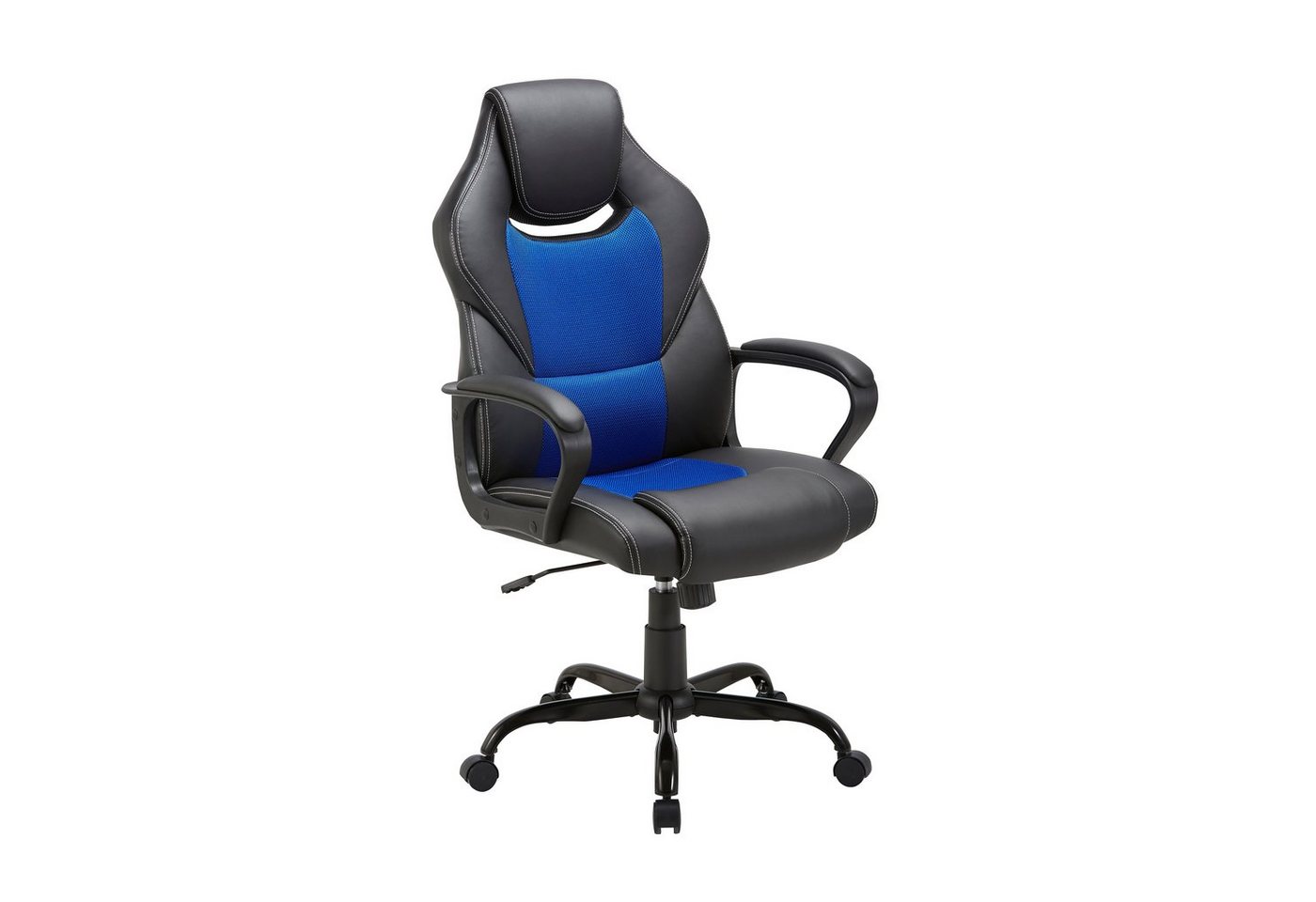 Zedelmaier Bürostuhl ergonomisch chefsessel bürostuhl, Gaming Stuhl Drehstuhl, mit Wippfunktion höhenverstellbar Schreibtischstuhl Schwarz und Blau von Zedelmaier