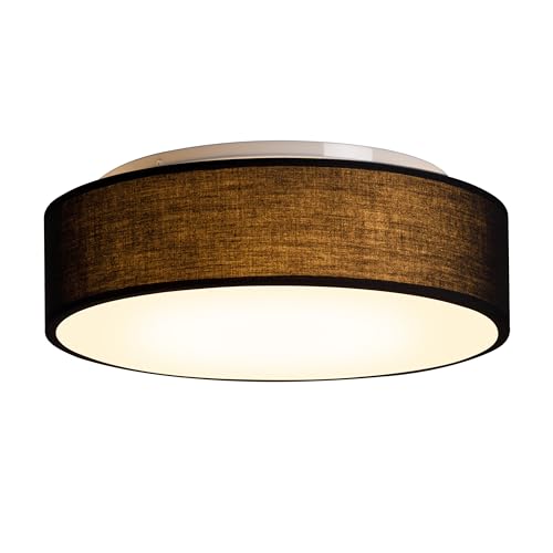 Zedelmaier Deckenlampe Stoff Rund 38cm E27x2 max.40W Deckenleuchte Schwarz Stoffschirm Wohnzimmer Schlafzimmer Küche Flur Kinderzimmer Lampe Decke Lampenschirm von Zedelmaier
