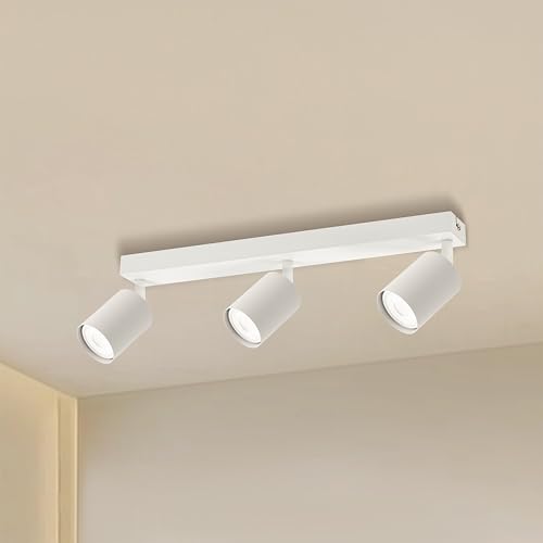 Zedelmaier Deckenstrahler Deckenleuchte 3 Flammig GU10 LED für Wohnzimmer Schlafzimmer Arbeitszimmer Schwenkbar 350°ohne Leuchtmittel Weiß von Zedelmaier
