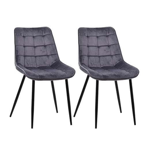 Zedelmaier Esszimmerstühle Stühle 2er Set Esstisch Stühle Küchenstühle Essstühle Esszimmer Stuhl Polsterstuhl mit Rückenlehne Metallbeine für Esszimmer Wohnzimmer Küche (Grau-Smat, Breit) von Zedelmaier