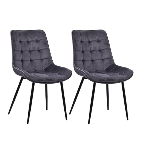 Zedelmaier Esszimmerstühle Stühle 2er Set Esstisch Stühle Küchenstühle Essstühle Esszimmer Stuhl Polsterstuhl mit Rückenlehne Metallbeine für Esszimmer Wohnzimmer Küche (Grau-Smat, Extra breit) von Zedelmaier