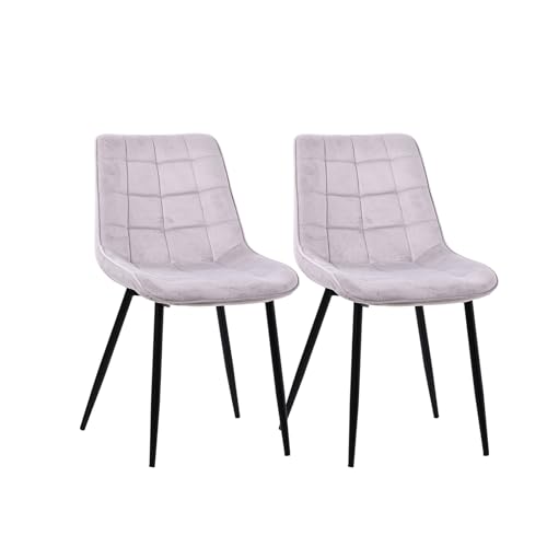 Zedelmaier Esszimmerstühle Stühle 2er Set Esstisch Stühle Küchenstühle Essstühle Esszimmer Stuhl Polsterstuhl mit Rückenlehne Metallbeine für Esszimmer Wohnzimmer Küche (Hellgrau-Smat, Breit) von Zedelmaier
