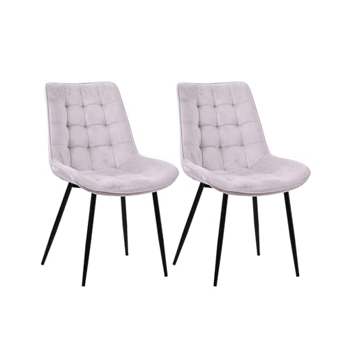 Zedelmaier Esszimmerstühle Stühle 2er Set Esstisch Stühle Küchenstühle Essstühle Esszimmer Stuhl Polsterstuhl mit Rückenlehne Metallbeine für Esszimmer Wohnzimmer Küche (Hellgrau-Smat, Extra breit) von Zedelmaier
