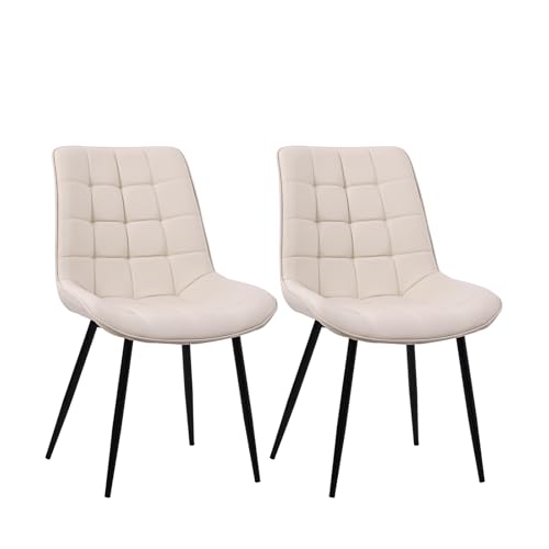 Zedelmaier Esszimmerstühle Stühle 2er Set Esstisch Stühle Küchenstühle Essstühle Esszimmer Stuhl Polsterstuhl mit Rückenlehne Metallbeine für Esszimmer Wohnzimmer Küche (Weiß-Kunstleder, Extra breit) von Zedelmaier
