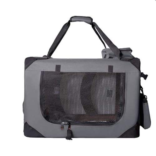 Zedelmaier Faltbare Hundebox Transportbox Hundekäfig Kleintiertasche(L - 51 x 70 x 50cm, Grau) von Zedelmaier