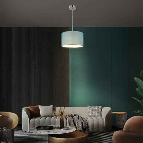 Zedelmaier Hängelampe Lampenschirm Deckenlampe Hängend mit Stofflampenschirm E27x1/Max.40w Hängelampe Wohnzimmer Schlafzimmer Esszimmer Schlafzimmerlampe Wohnzimmerlampe Pendelleuchte (Blau, Φ30cm) von Zedelmaier