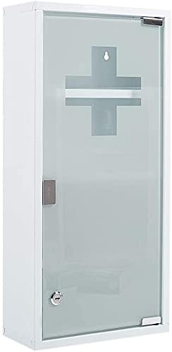 Zedelmaier Medizinschrank aus Edelstahl 4 Fächer mit Glas Tür 57 x 27 x 12 cm (Weiß - 4 Fächer), YX4001-WH, 57 x 27 x 12 cm (h x b x t) von Zedelmaier