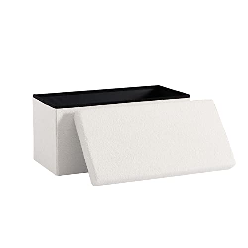 Zedelmaier Sitzbank Sitzwürfel mit Stauraum Plüschstoff Fußbank Truhen Aufbewahrungsbox faltbar belastbar bis 300 kg, Deckel abnehmbar, 76 x 38 x 38 cm von Zedelmaier