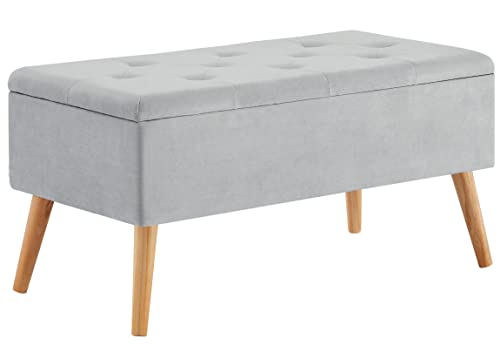 Zedelmaier Sitzbank mit Stauraum Sitztruhen Footstool Aufbewahrungsbox Stuhl Polstersitz aus Samt Moderne Möbel (Grauer Samt) von Zedelmaier