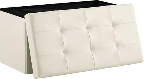 Zedelmaier Sitzbank mit Stauraum Sitzhocker faltbar belastbar bis 300 kg 76 x 38 x 38 cm(Beige) Kunstleder von Zedelmaier