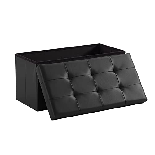 Zedelmaier Sitzbank mit Stauraum Sitzhocker,Aufbewahrungsbox, Fußhocker，faltbar belastbar bis 300 kg 76 x 38 x 38 cm，Kunstleder (Schwarz) von Zedelmaier